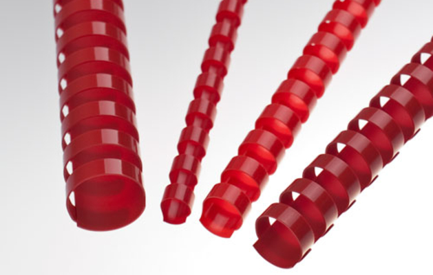 Plastikbinderücken 21 Ringe 19mm rot 